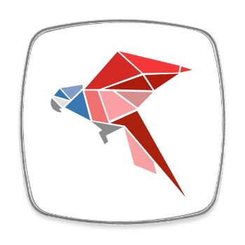 Origami Parrot Illustration Idée Cadeau - Magnet carré - blanc - Devant