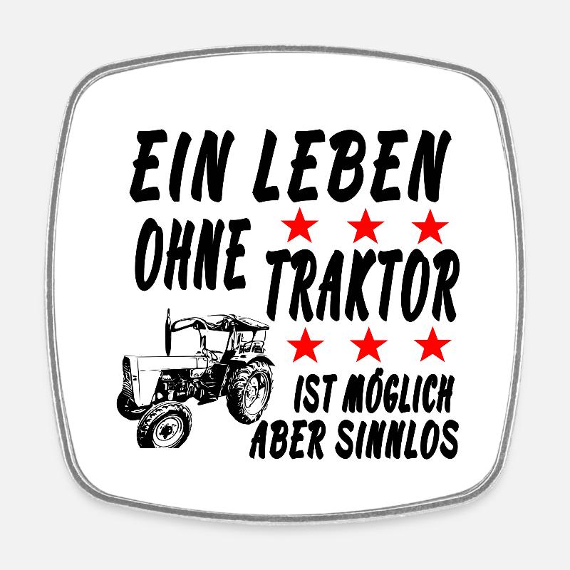 Traktor - Viereckiger Kühlschrankmagnet - Weiß