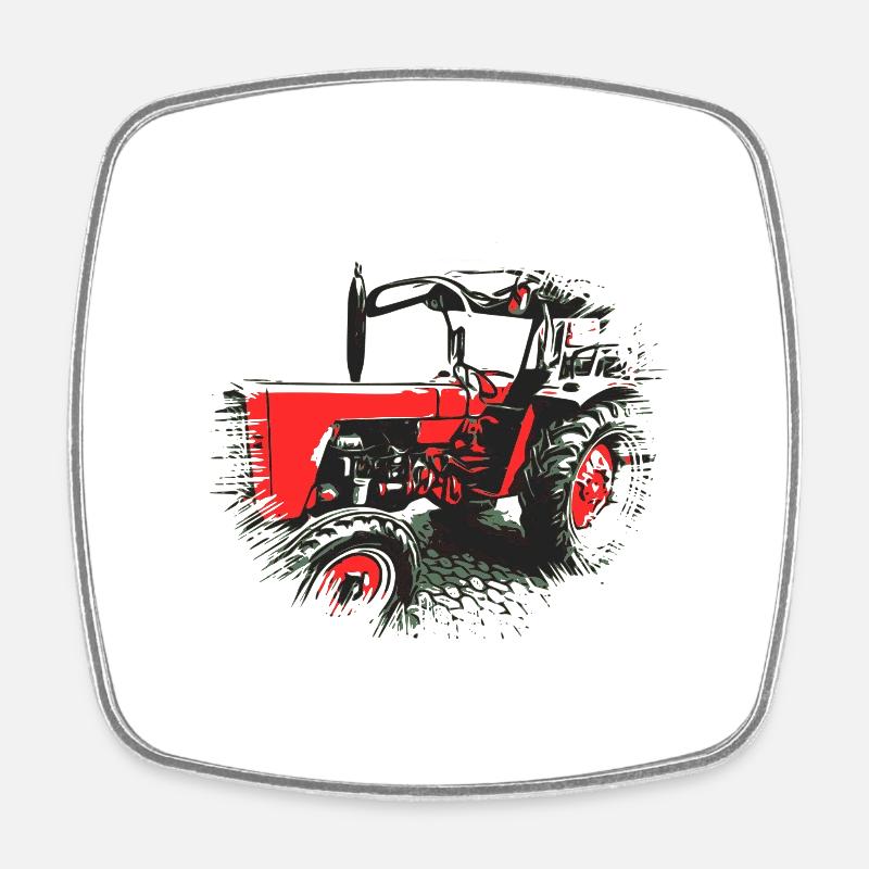 Tractor - Square fridge magnet - white
