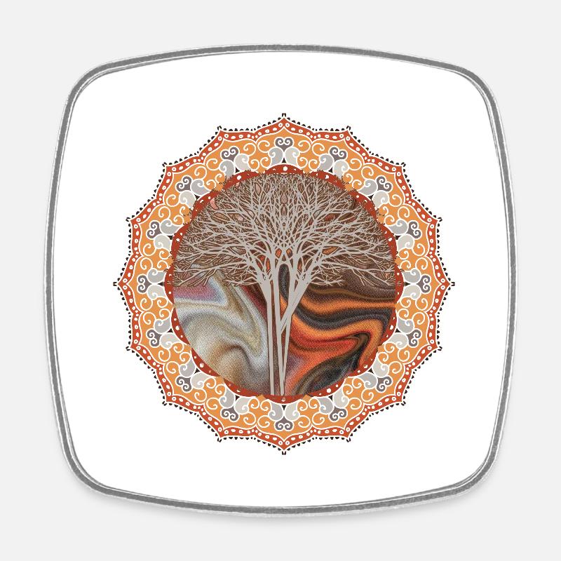 Mandala Tree Gift Idea - Square fridge magnet - white