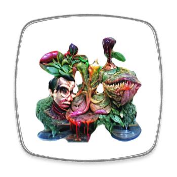 Carnivorous plant - Square fridge magnet - white - Front