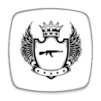 Gewehr icon wappen - Viereckiger Kühlschrankmagnet - Weiß - Vorne