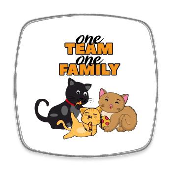 team family cat pizza department head funny - Square fridge magnet - white - Front