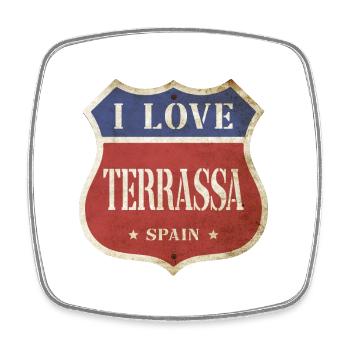 Terrassa Spain City I Love Vintage Retro - Square fridge magnet - white - Front