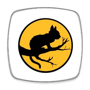 Arbre de lune de chat noir - Magnet carré - blanc - Devant