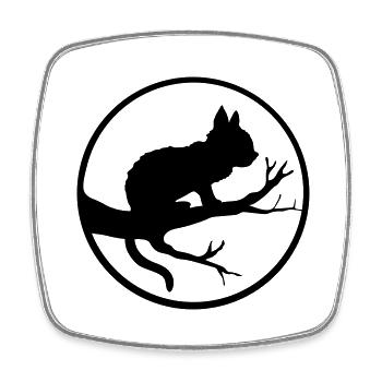 Arbre de Lune Chat Noir - Magnet carré - blanc - Devant