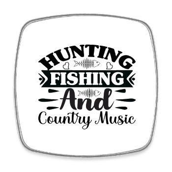 Chasse, pêche et musique country - Magnet carré - blanc - Devant