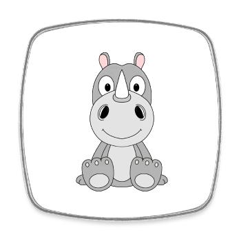 NASHORN - TIER - KIND - BABY - Viereckiger Kühlschrankmagnet - Weiß - Vorne