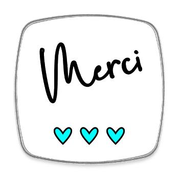 MERCI. THANKS. THANK YOU. ANNIVERSAIRE. NAISSANCE. - Magnet carré - blanc - Devant