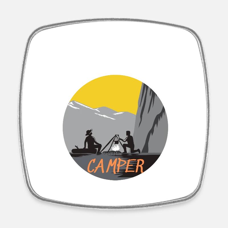 Natural born camper - Square fridge magnet - white
