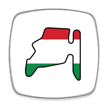 Hungary Race Track with Flag - Square fridge magnet - white - Front