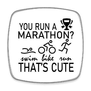 Triathlon Swim Bike Run Marathon - Square fridge magnet - white - Front