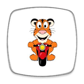 TIGER - MOTORRAD - TIER - KIND - BABY - Viereckiger Kühlschrankmagnet - Weiß - Vorne