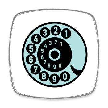Dial Vintage Phone Call Retro Technologie - Magnet carré - blanc - Devant