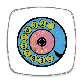 Cadran coloré Vintage Retro Phone Nostalgia - Magnet carré - blanc - Devant