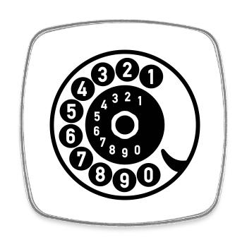Dial Vintage Phone Call Retro Technologie - Magnet carré - blanc - Devant