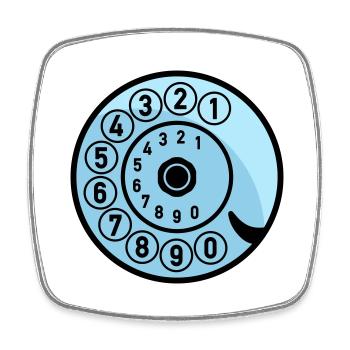 Dial Vintage Phone Call Retro Technologie - Magnet carré - blanc - Devant