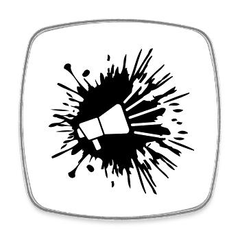Tropfen Farbklecks Megafon Symbol - Viereckiger Kühlschrankmagnet - Weiß - Vorne
