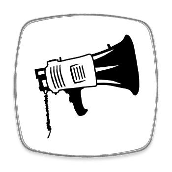 Megaphone Propaganda Symbol Speaker - Square fridge magnet - white - Front