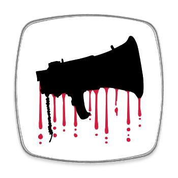 Blood Drops Megafon Propaganda Speaker - Square fridge magnet - white - Front