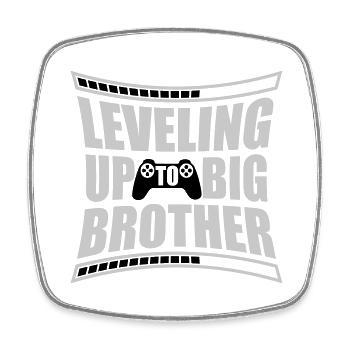Leveling up big brother - Square fridge magnet - white - Front