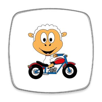 SCHAF - MOTORRAD - BIKER - MOTORSPORT - TIER - Viereckiger Kühlschrankmagnet - Weiß - Vorne