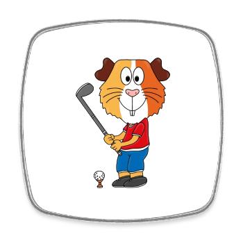 MEERSCHWEINCHEN - GOLFER - GOLF - GOLFSPIELER - Viereckiger Kühlschrankmagnet - Weiß - Vorne