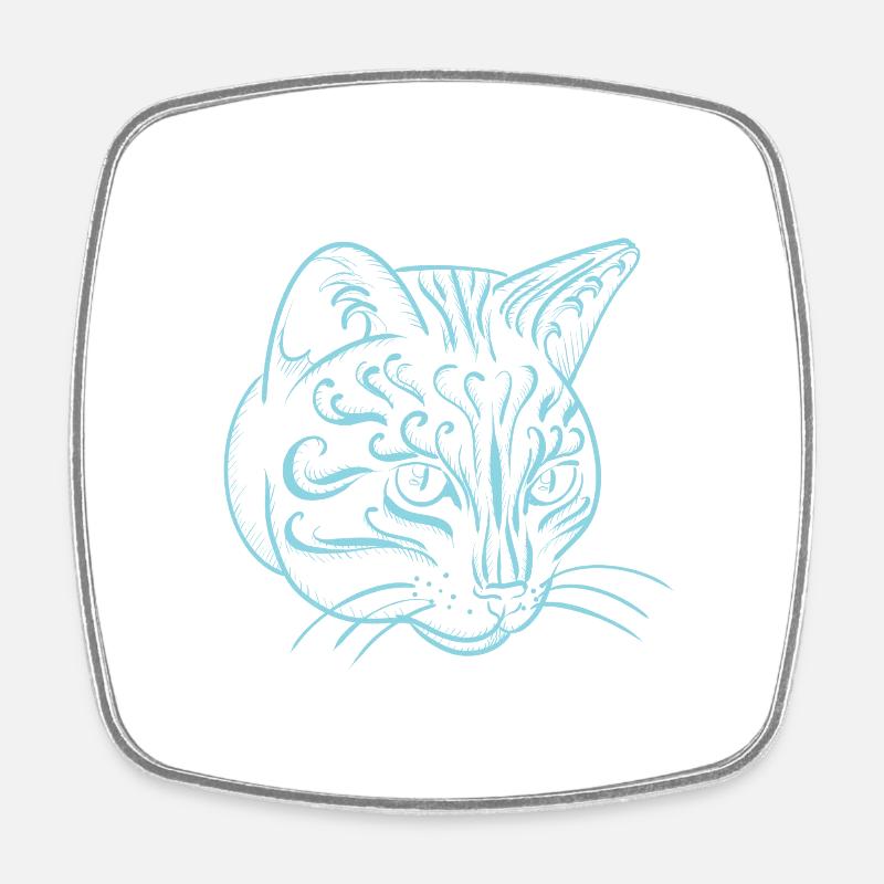 cat - Square fridge magnet - white