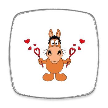 PFERD - SEIFENBLASEN - LIEBE - TIER - KIND - BABY - Viereckiger Kühlschrankmagnet - Weiß - Vorne