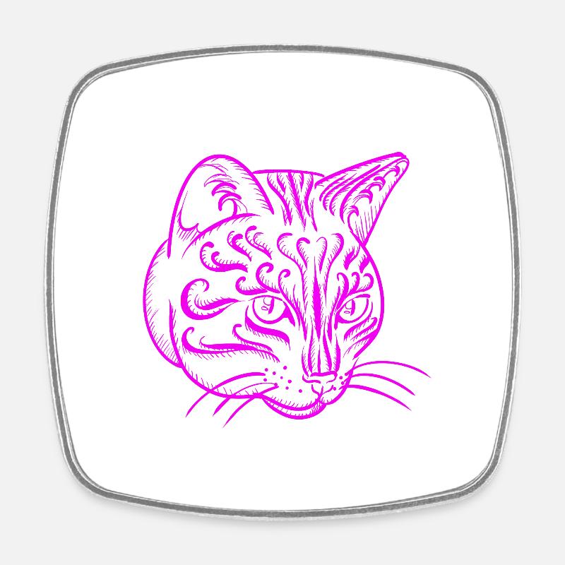 cat - Square fridge magnet - white
