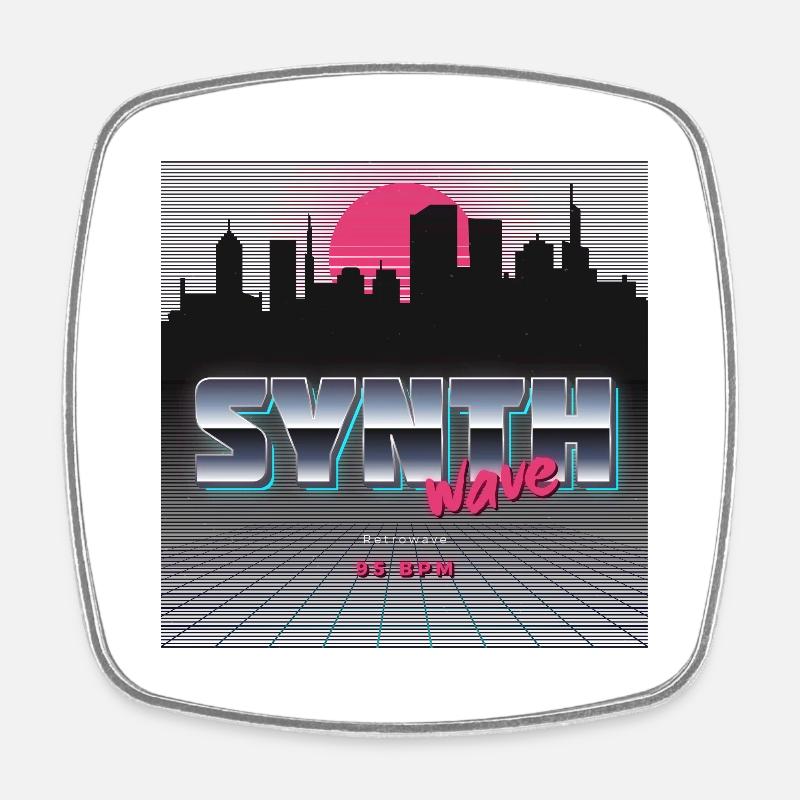Synthwave - Viereckiger Kühlschrankmagnet - Weiß