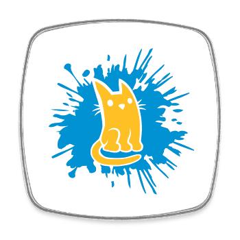 Tropfen Farbklecks Katze Comic - Viereckiger Kühlschrankmagnet - Weiß - Vorne