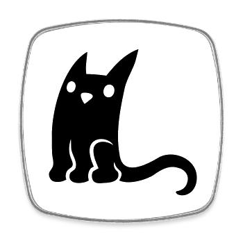Black little cute cat - Square fridge magnet - white - Front