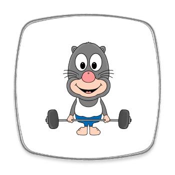 MAULWURF - GEWICHTHEBER - FITNESS - SPORT - TIER - Viereckiger Kühlschrankmagnet - Weiß - Vorne