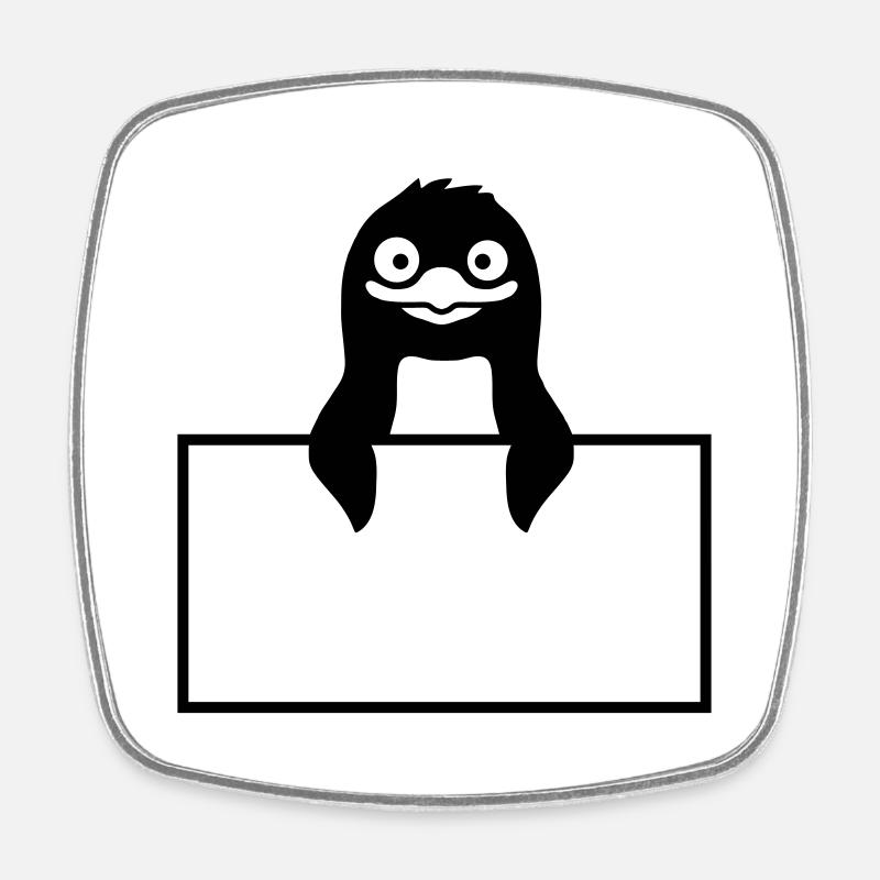 Insérer du texte Shield Penguin - Magnet carré - blanc