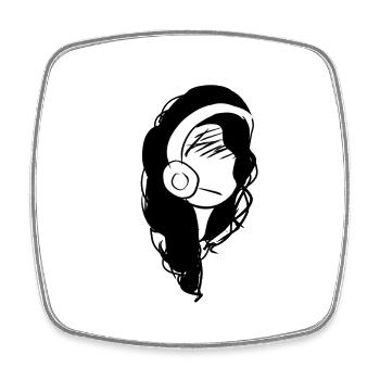 casque musique tête triste - Magnet carré - blanc - Devant