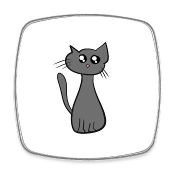 cute cat pet gray large eyes - Square fridge magnet - white - Front