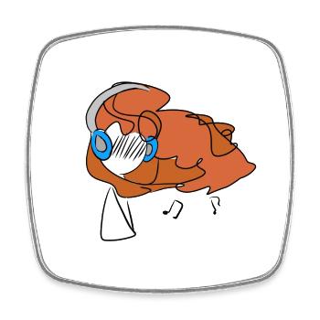 écouter de la musique casque filles - Magnet carré - blanc - Devant