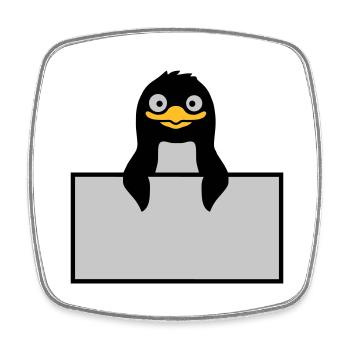 Alberner Penguin behind Schild - Square fridge magnet - white - Front