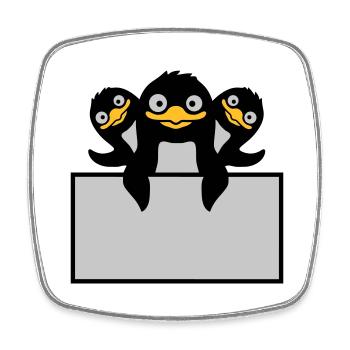 3 pingouins derrière le bouclier - Magnet carré - blanc - Devant