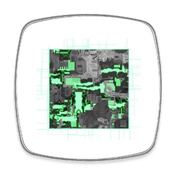 Green Stylized Motherboard - Square fridge magnet - white - Front