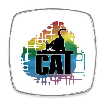 Cat - Square fridge magnet - white - Front