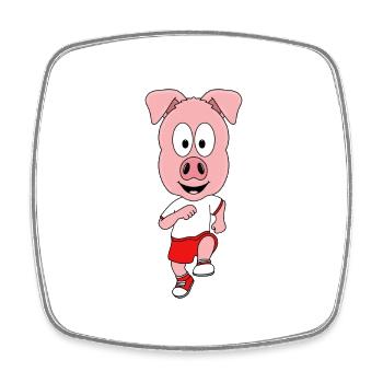 SCHWEIN - LAUFEN - JOGGEN - SPORT - MARATHON - Viereckiger Kühlschrankmagnet - Weiß - Vorne