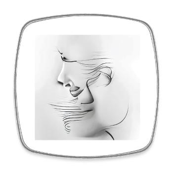 Linear abstract drawing of a female portrait - Square fridge magnet - white - Front