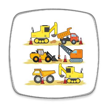 Bagger Baustelle Bauarbeiter Bau Truck I Geschenk - Viereckiger Kühlschrankmagnet - Weiß - Vorne