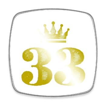 33 Zahl Krone Gold - Viereckiger Kühlschrankmagnet - Weiß - Vorne