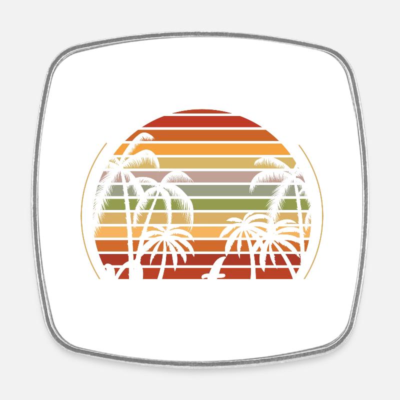 Retro Beach T-Shirt - Square fridge magnet - white
