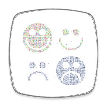Happy and Sad Stilyzed Faces - Square fridge magnet - white - Front