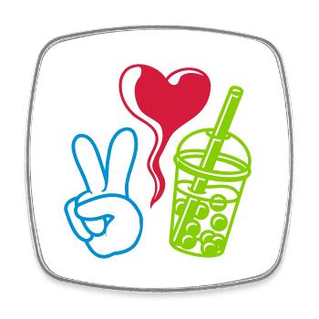 Love Peace Bubble Tea - Viereckiger Kühlschrankmagnet - Weiß - Vorne
