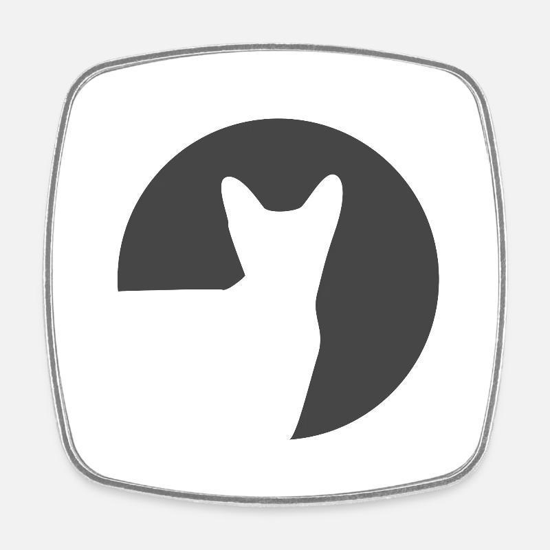 Chat en cercle - Magnet carré - blanc